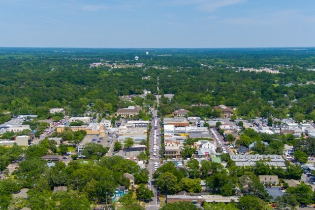 Aerial View Of Fairhope, Alabama During The Art Festival